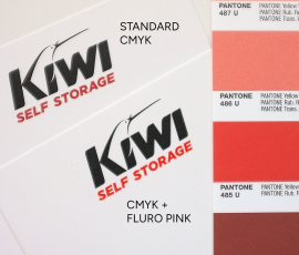 Fluro Pink mixed with Yellow and Magenta makes a vibrant red to match Pantone colours