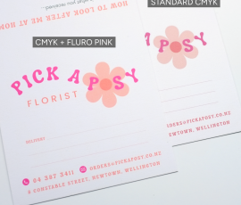 Printed with CMYK + Fluro Pink vs just CMYK
